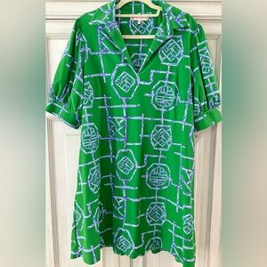PRELOVED EXC SZ L Jude Connally Green and Blue Emerson Dress